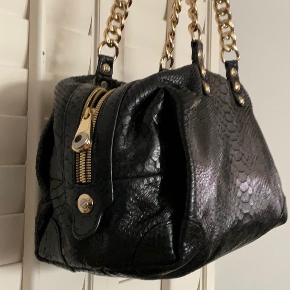 3-fer Vintage Henri Bendel Black WEST 57th Box Barrel Bag, wristlet & mirror - Picture 6 of 17